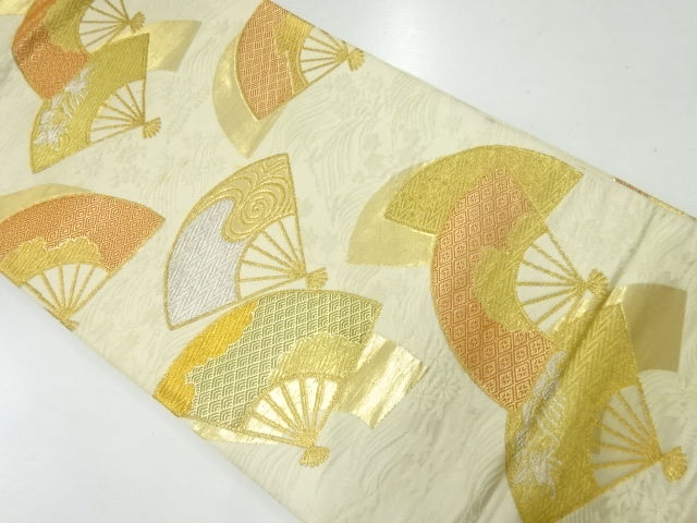 アンティーク　扇に流水・古典柄模様織出し袋帯（材料）